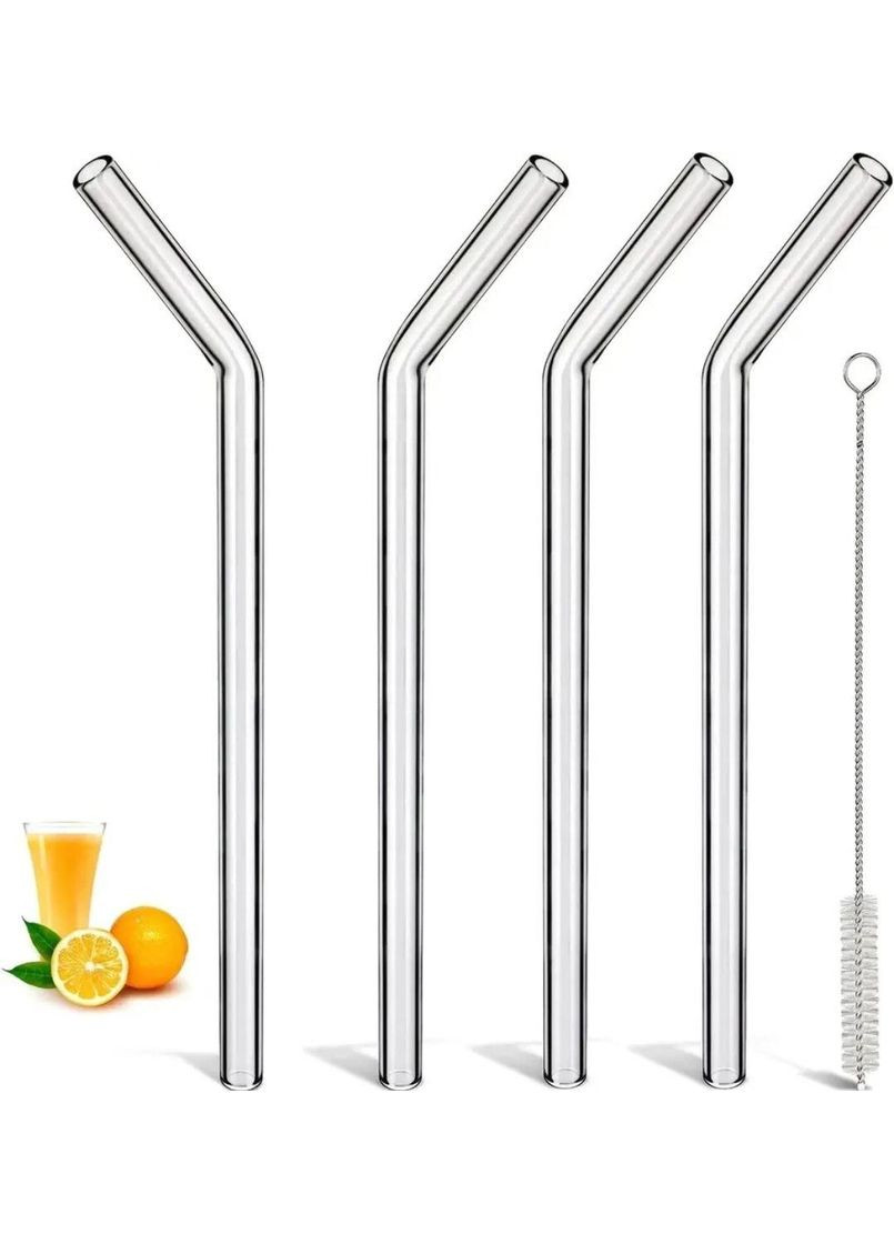 Набор многоразовых стеклянных трубочек 4шт +1 щетка No Brand (314813420)