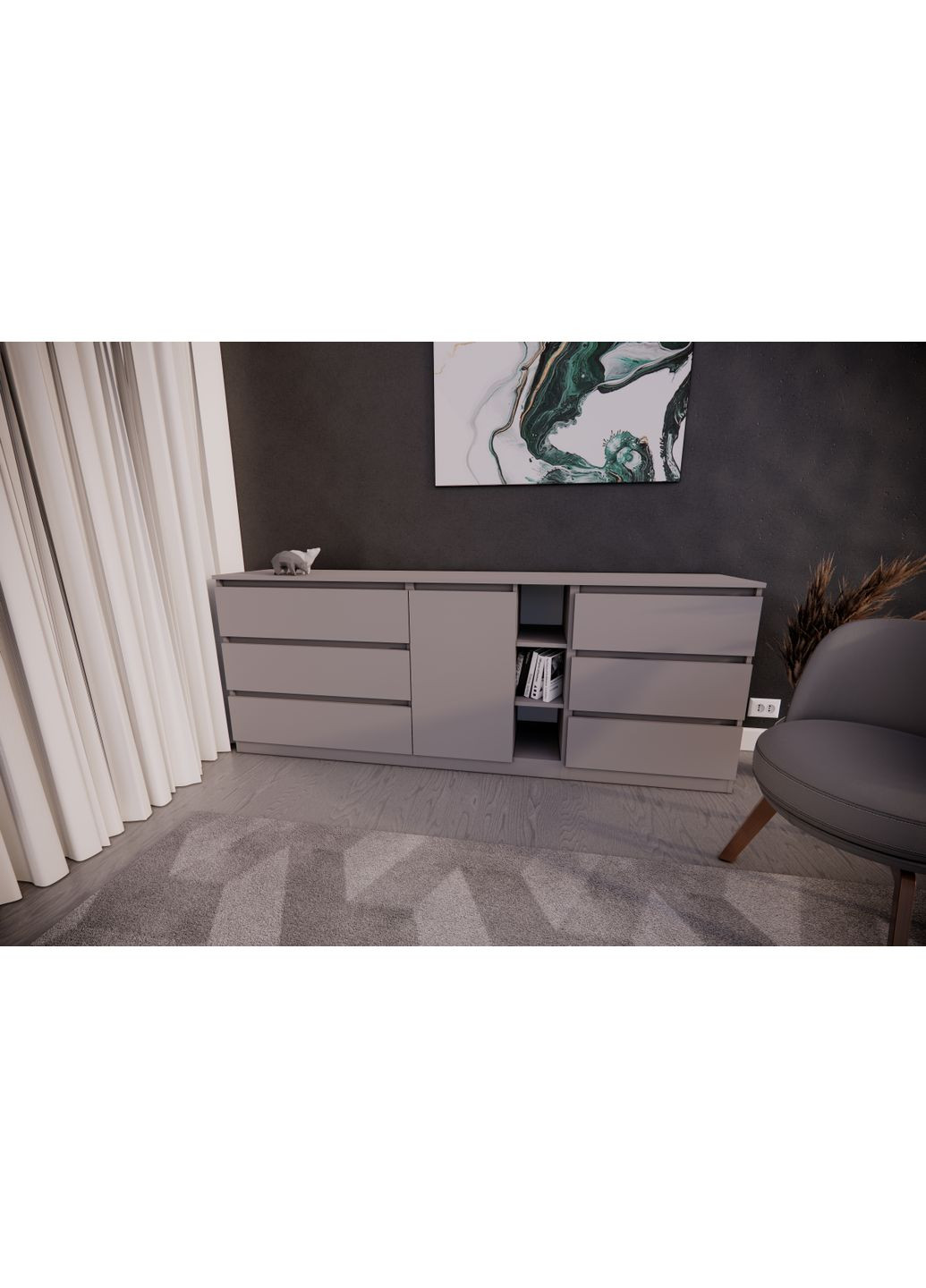 Комод на 6 шухляд з центральною нішею MEBEX (358203697)