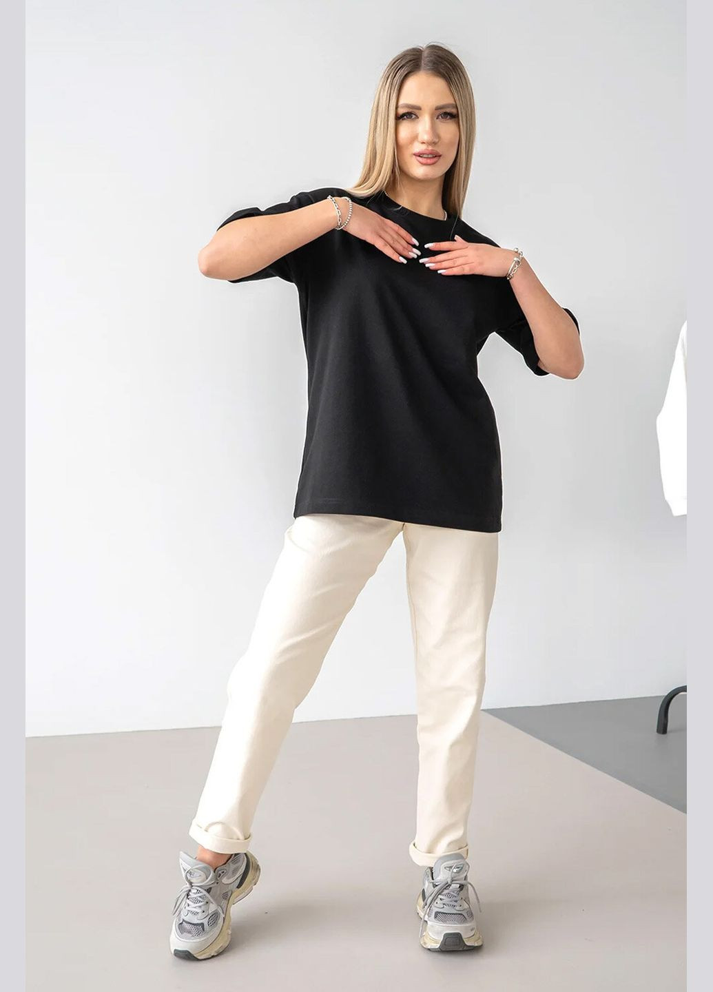 Жіноча футболка Оверсайз OVER Чорна Teamv - (337115759)