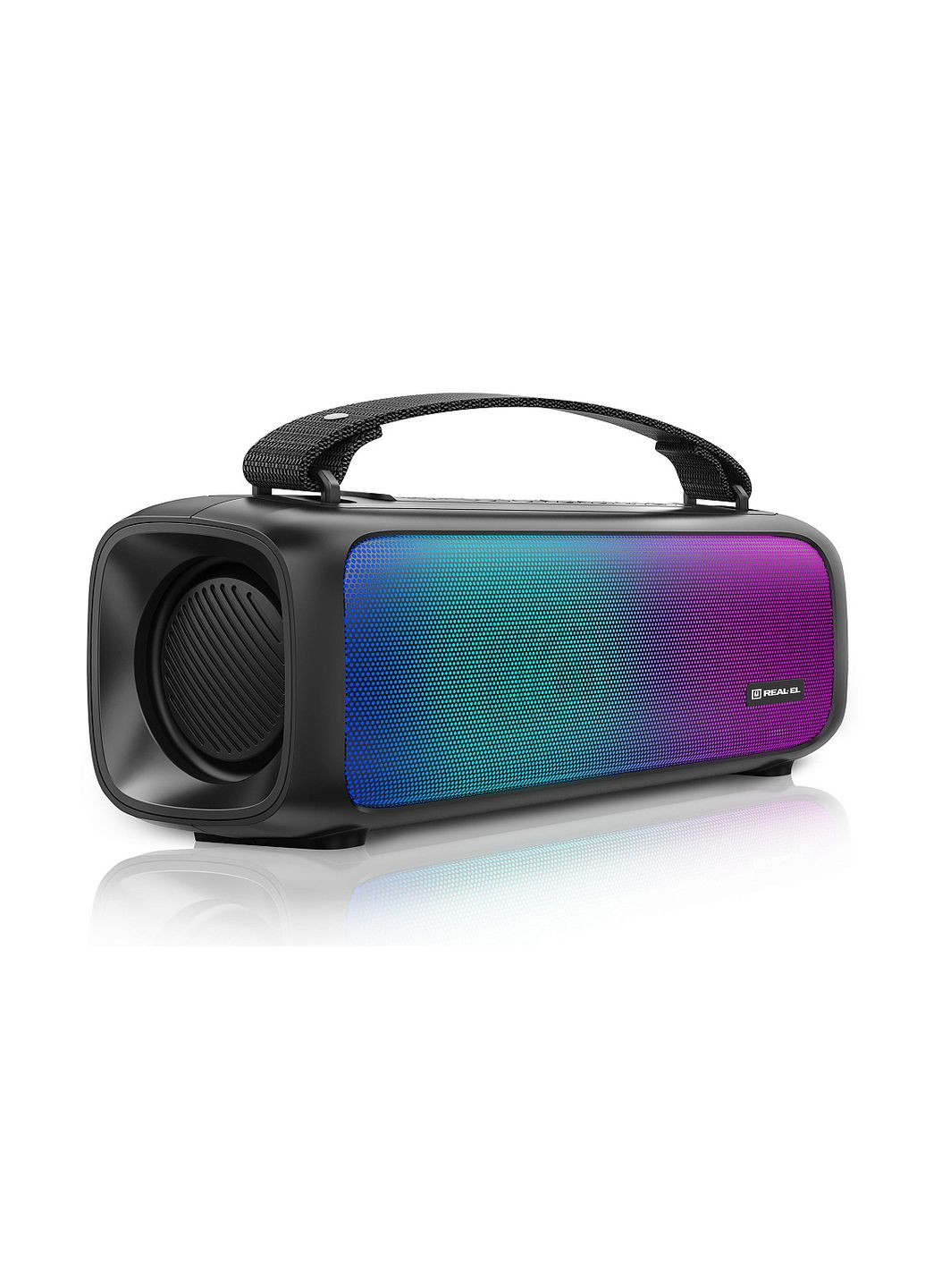 Колонка X-717 Black (8Вт, Bluetooth, USB, AUX, RGB, TWS, Type C, 1500мА*ч) Real-El (333824483)