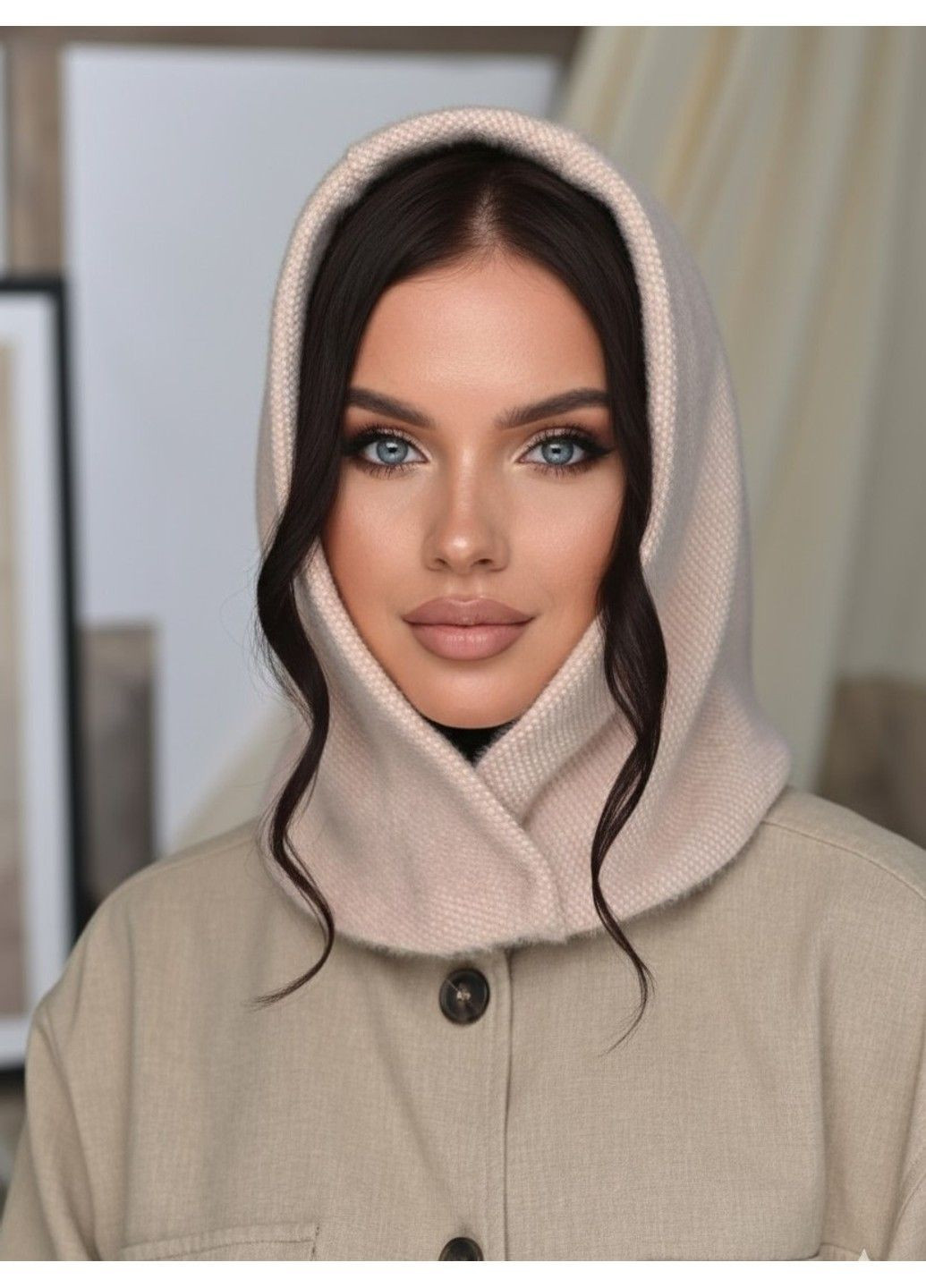 Жіночий капор Selena з екохутра бежевий No Brand (368895499)