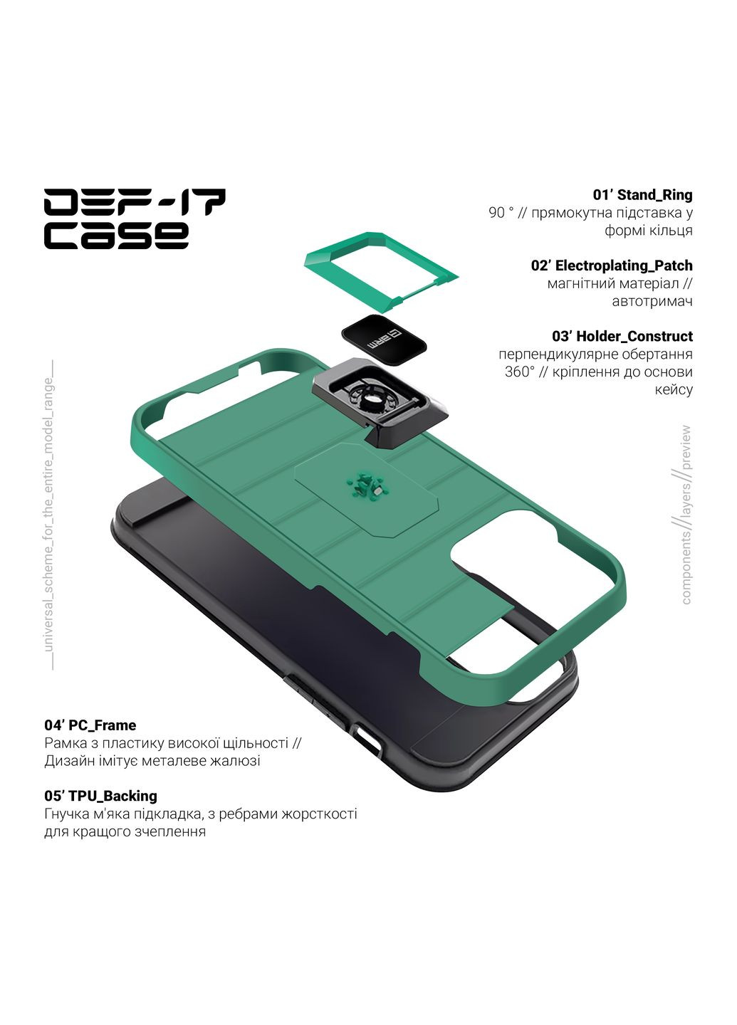 Чехол DEF17 case для Samsung A03 (A035) Military Green (ARM61351) ArmorStandart (260409570)