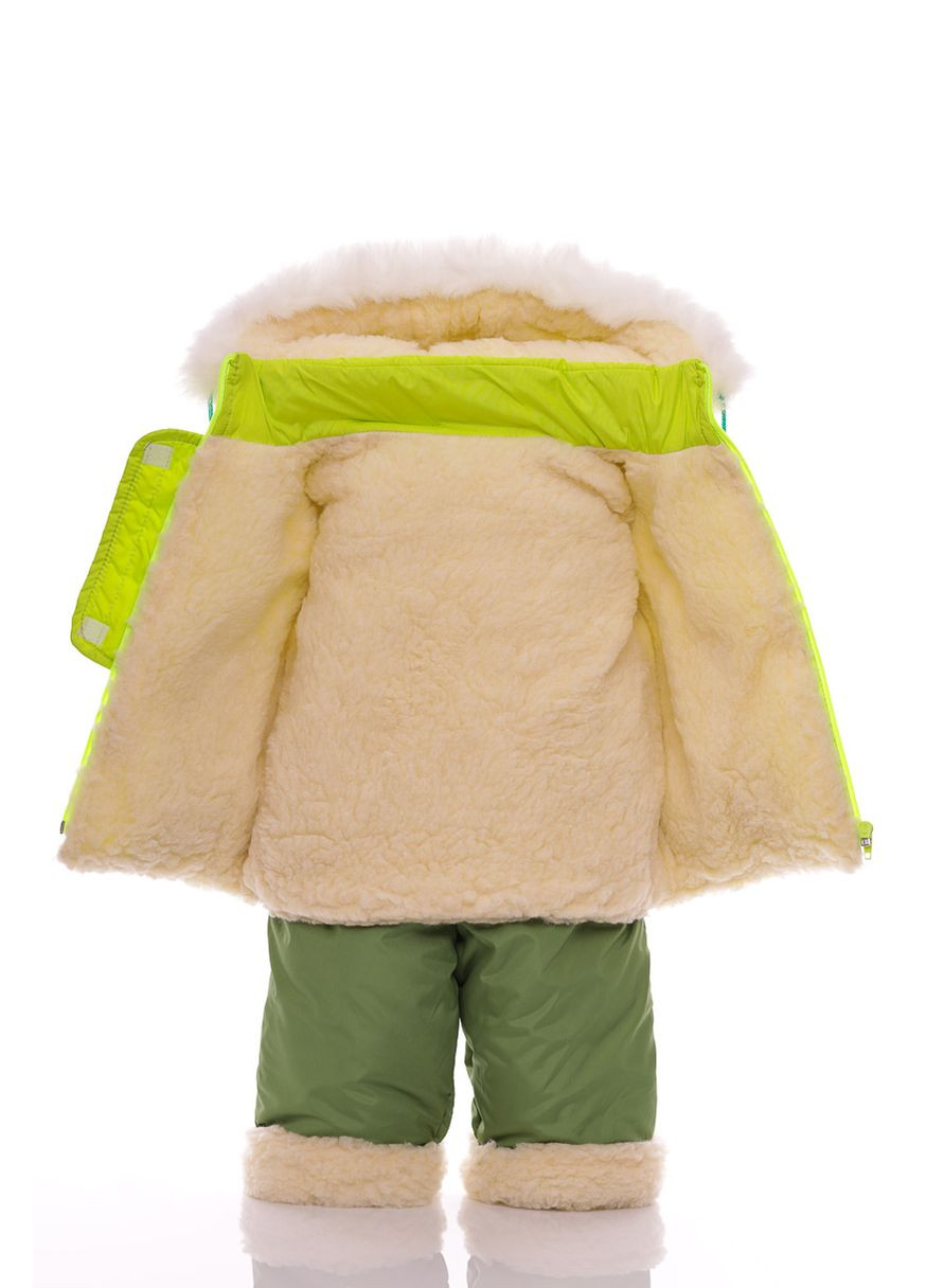 Зелений зимній комбінезон на суцільному хутрі нуль салатовий 86 см (27612) BABYKROHA