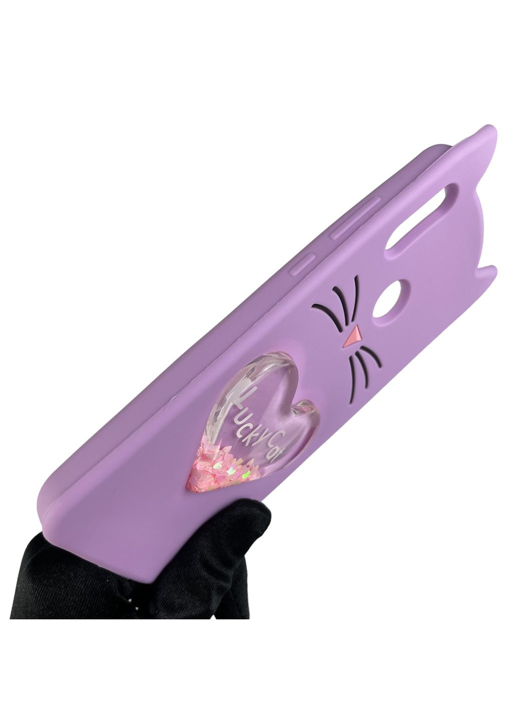 Чохол для P Smart 2019 дитячий 3д у формі котика переливашка серце на хуавей п смарт 2019 бузковий Huawei (366021869)