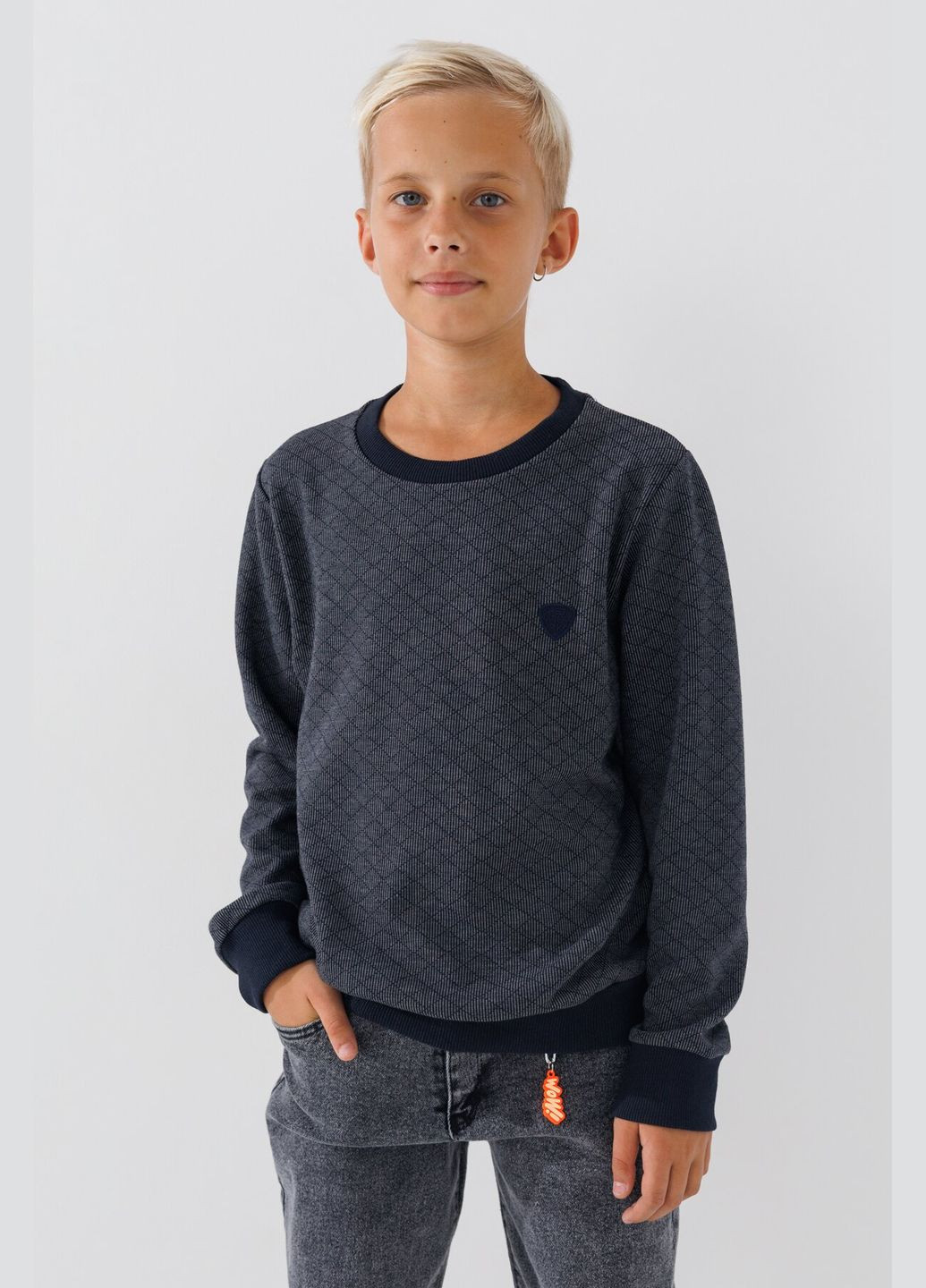 DENIZ свитшот однотонный для мальчика 3006 152 см темно-синий (2000990475381d) shop (2000990475381) темно-синий повседневный