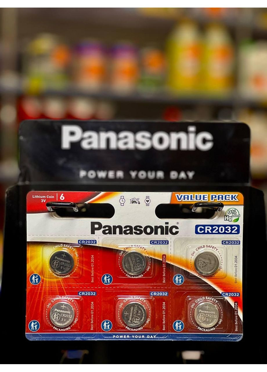 Батарейки литиевые CR2032 блистер, 6 шт Panasonic (360786916)