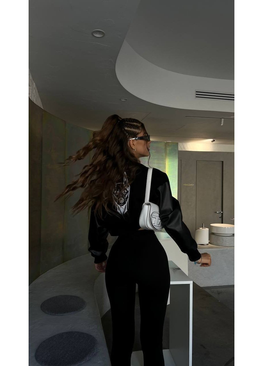 Женский бомбер с лосинами на кнопках (365822905)