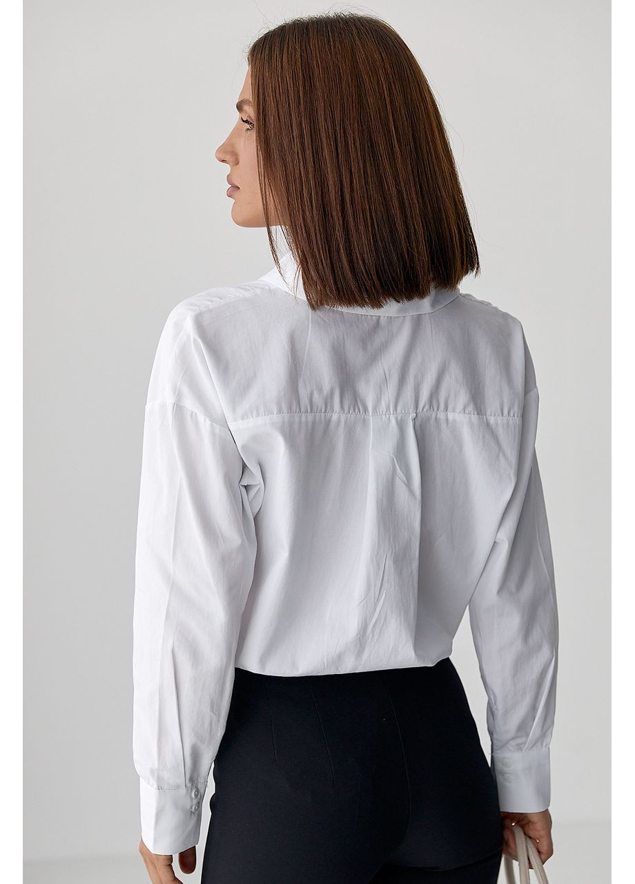 Класична однотонна сорочка з напівкруглим низом - блакитний колір Lurex (361056776)