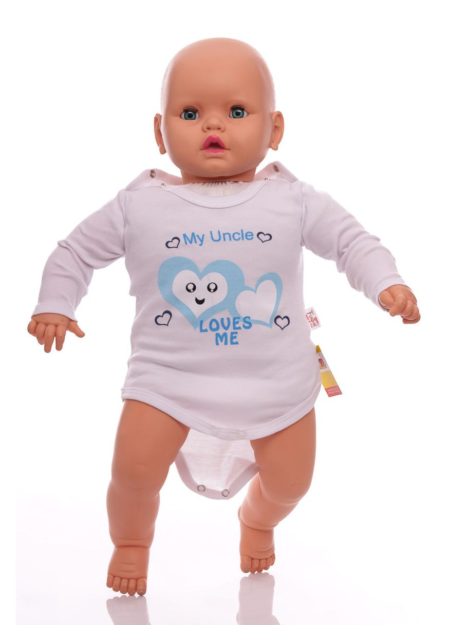 Боди с длинным рукавом для мальчика интерлок My uncle голубой 68 см (39895) findik (296193146)