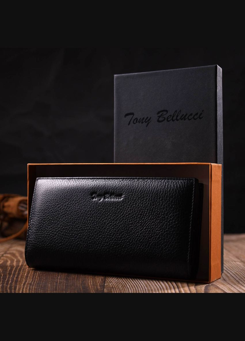 Практичный женский клатч с блоком для кредитных карт из натуральной кожи 22033 Черный Tony Bellucci (331911046)