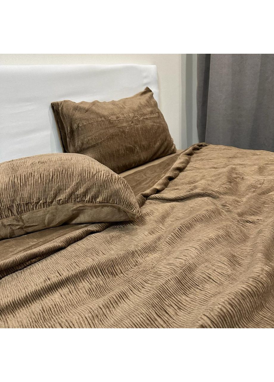 Постельное белье "Luxury Жатка Велюр" (Евро). 200х230 см коричневого цвета. No Brand (367912391)