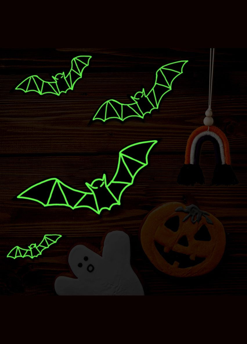 Летучие мыши Хэллоуин люминесцентные 12 штук черный Jannet (302769307)