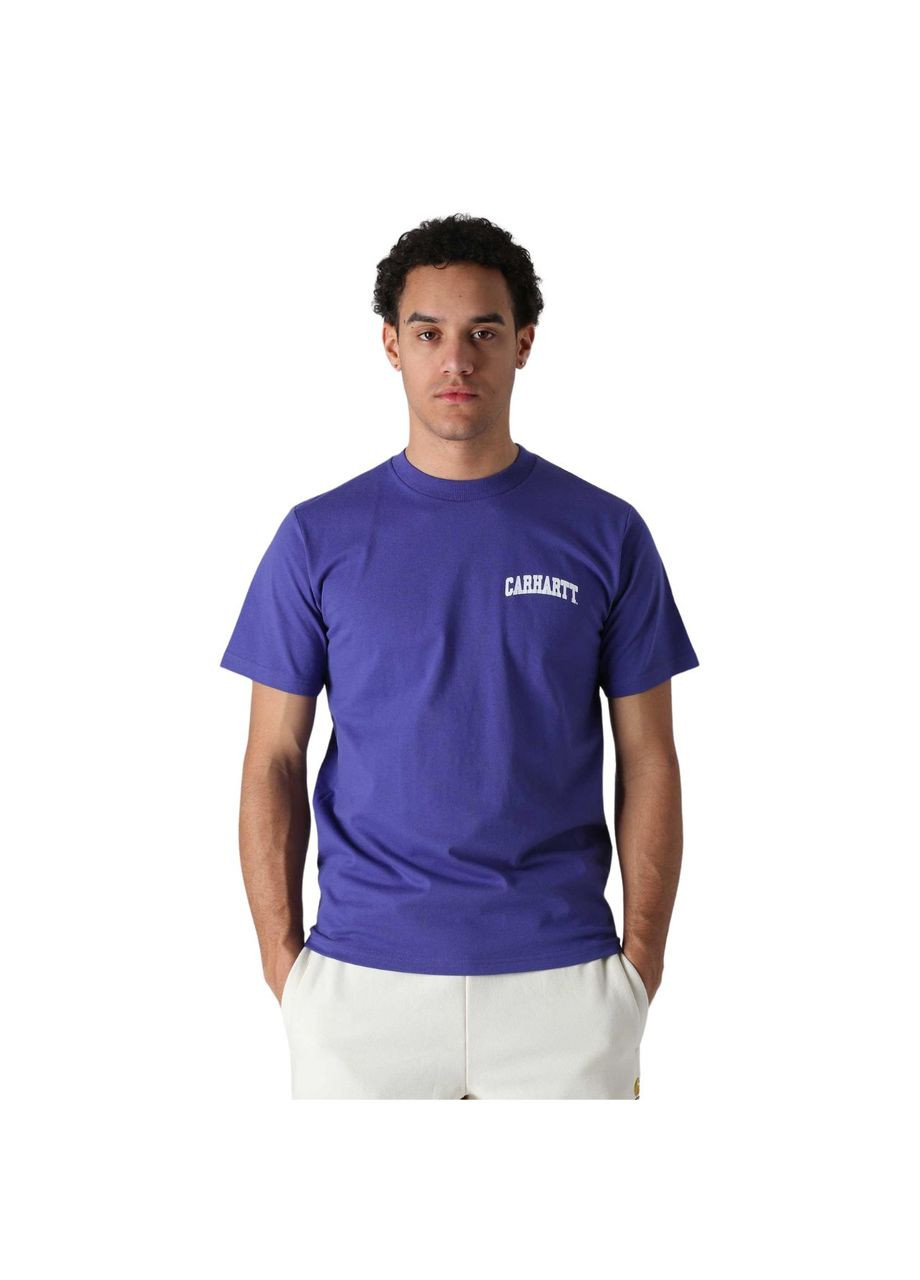 Фіолетова футболка wip s/s university script t-shirt i028991 razzic/white Carhartt