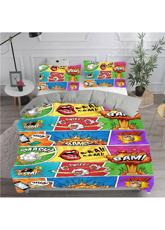 Постільна білизна із плюш-велюру Яскраві комікси 3048 13619 215×150 см No Brand (358099644)
