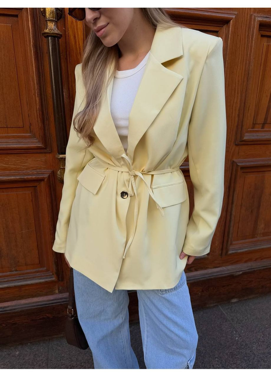 Светло-желтый женский пиджак оверсайз Україна - демисезонный