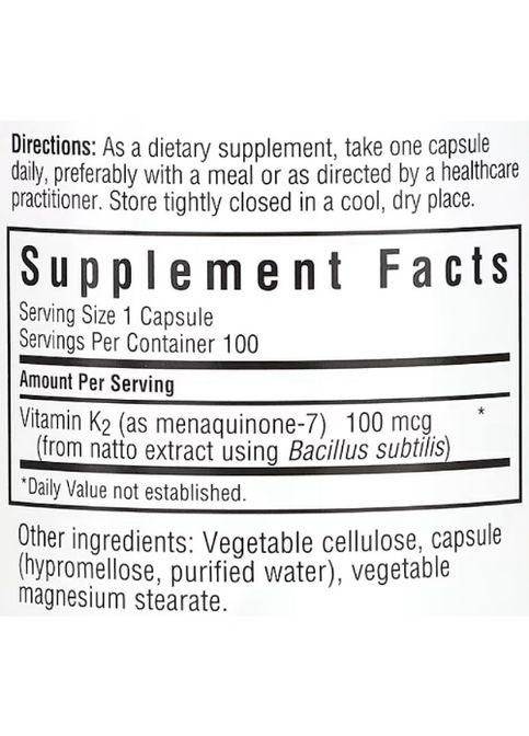 Vitamin К2 100 mcg 100 Caps Bluebonnet Nutrition (294058480)