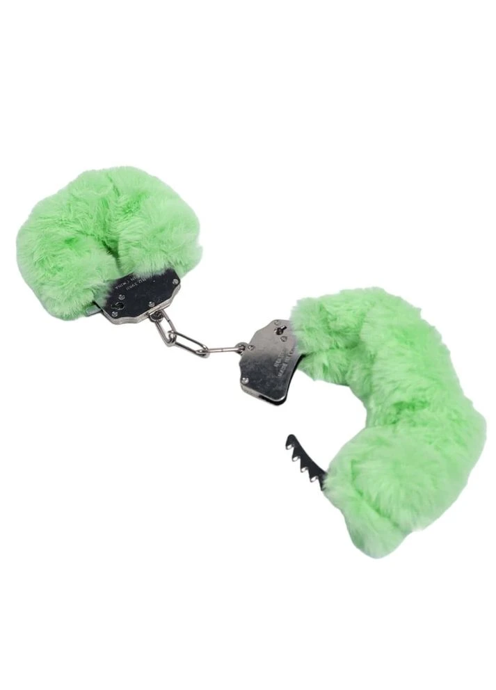 Наручники Plush handcuffs, метал із хутром, зелені DS Fetish (298918498)