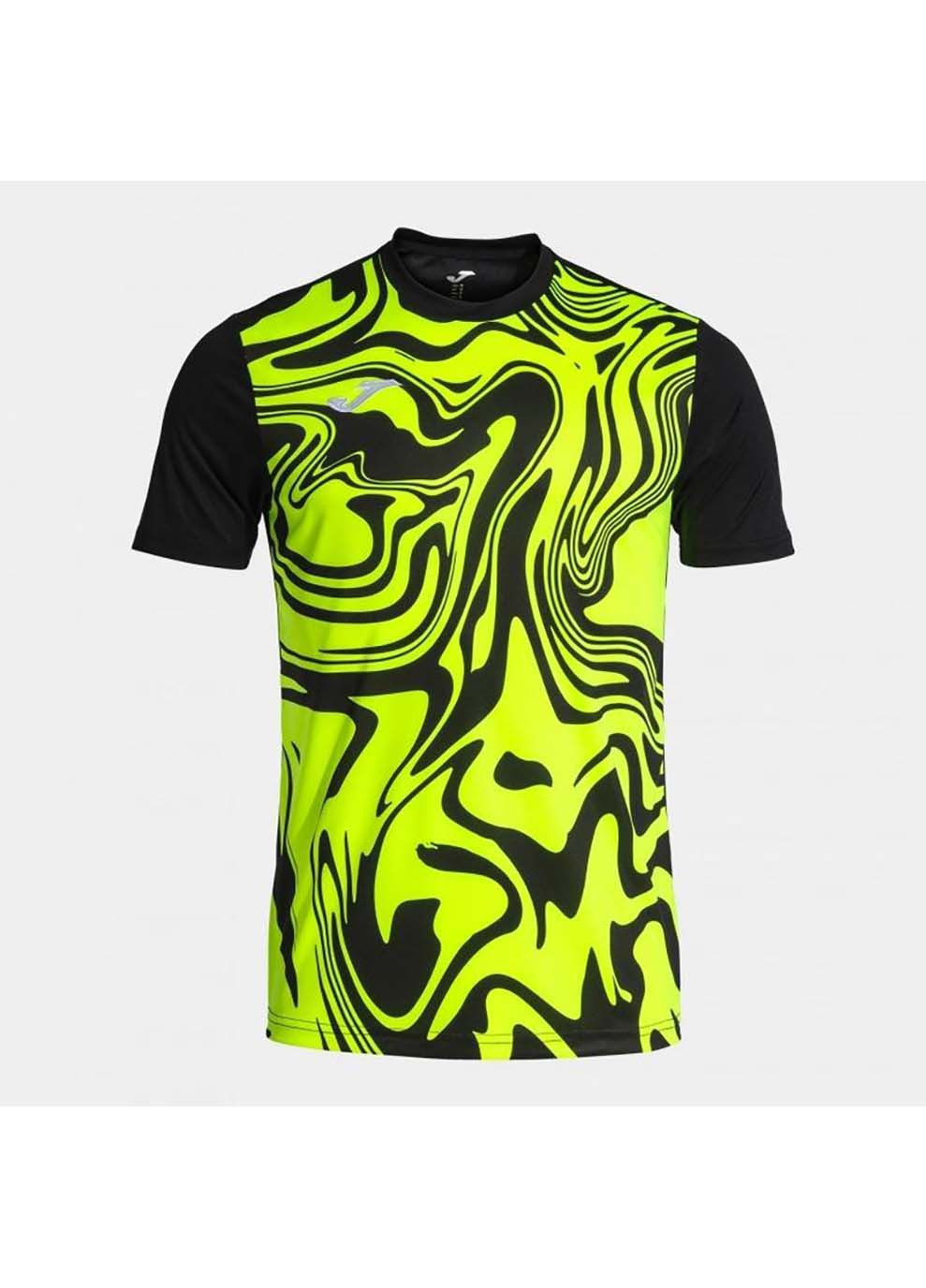 Комбинированная футболка lion ii черный салатовый Joma