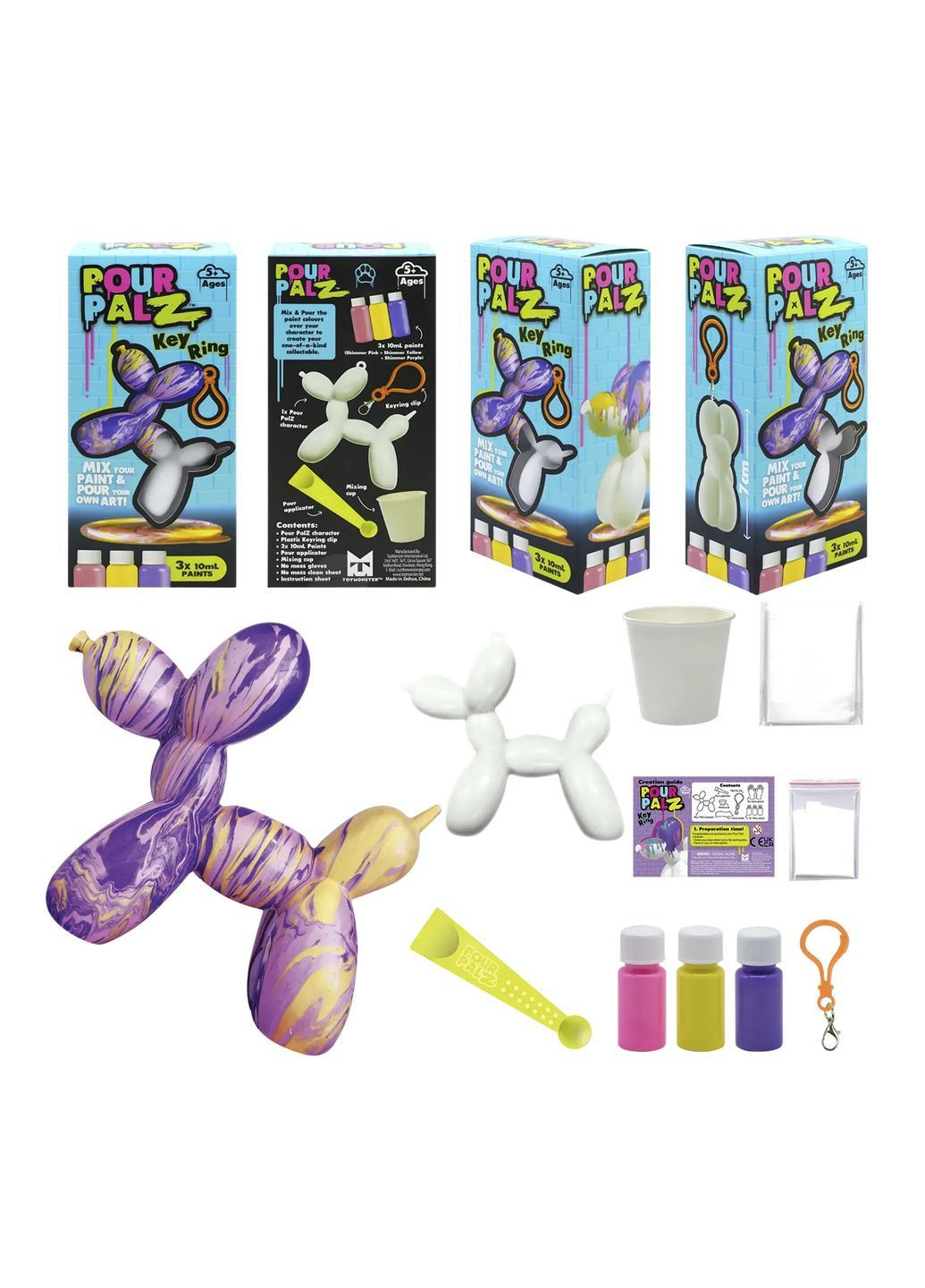 Набір для творчості Флюїд Арт "Брелок Balloon Dog" колір різнокольоровий CB-00288288 Pour Palz (369447244)