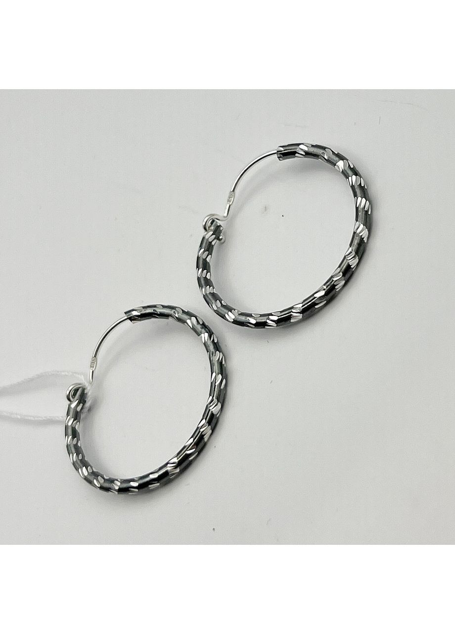 Сережки-кільця срібні з алмазною гранню d=25мм 2,74 г No Brand (369737026)