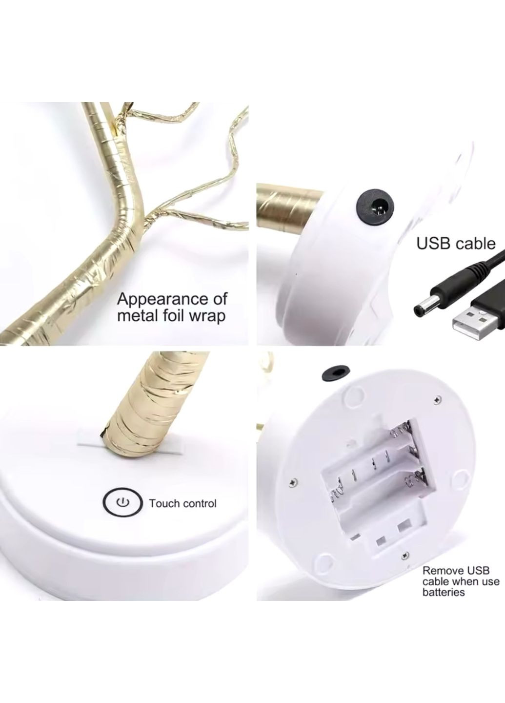 Настільний світильник - гірлянда у вигляді дерева з листочками на LED лампочках No Brand (315034638)