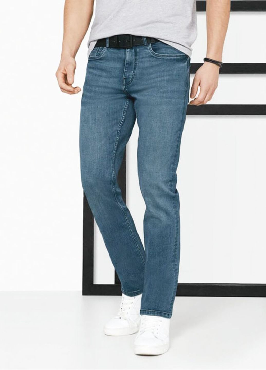 Голубые демисезонные слим, зауженные джинсы мужские slim fit Livergy