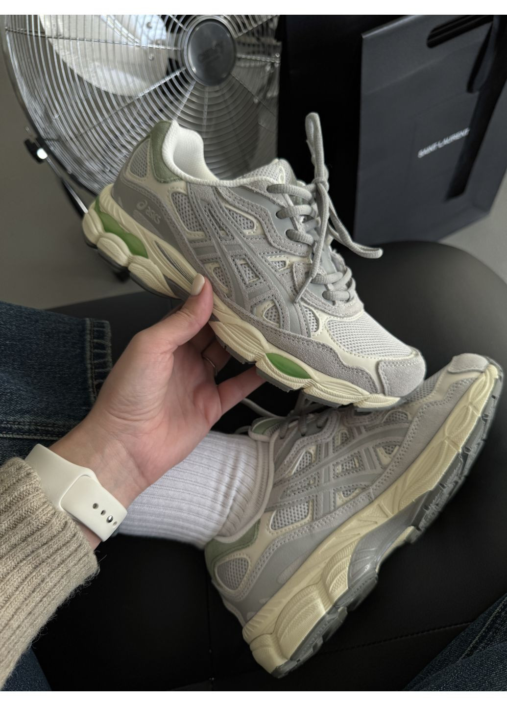 Сірі Осінні кросівки чоловічі asics gel-nyc cloud grey асікс гель нюк No Brand