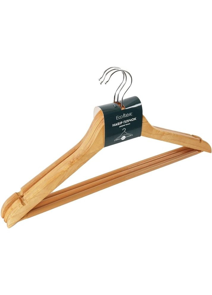 Вішалка для одягу дерев'яна 44.5 см, 3 шт (EF-03NPT) Eco Fabric (338425420)