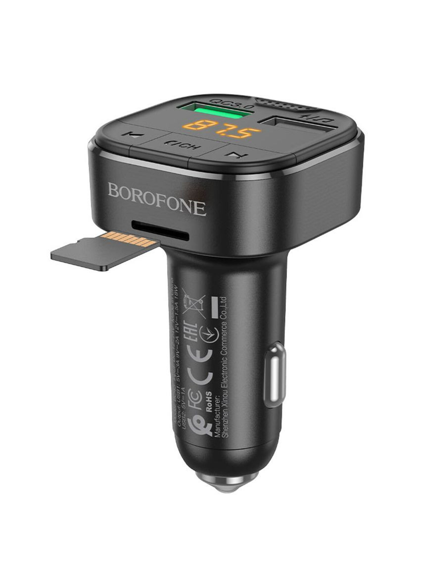 АЗП з FM-модулятором QC3.0 car BT FM transmitter 18W Black (BC43B) Borofone BC43 Flash (324416898)