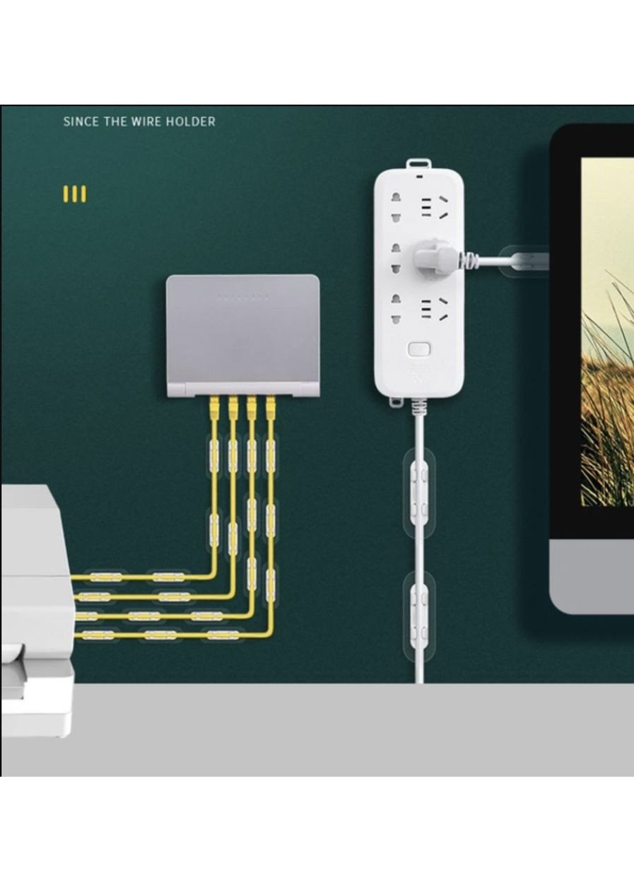 Тримач фіксатор кабелю стяжка для дроту органайзер кабель менеджмент 5 шт L Білий REO (358934971)