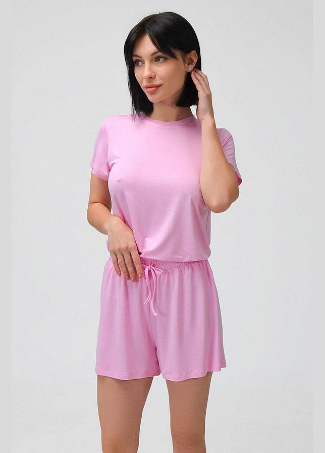 Розовая всесезон пижама из вискозы футболка + шорты Leinle 1135/60710 pink