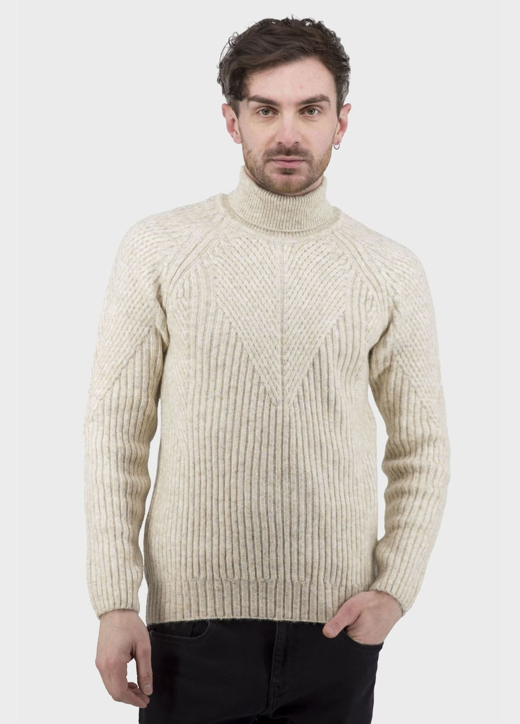 Чоловічий гольф кофта бежевого кольору з довгим рукавом для осені (, ), 40853 Buke (329727335)