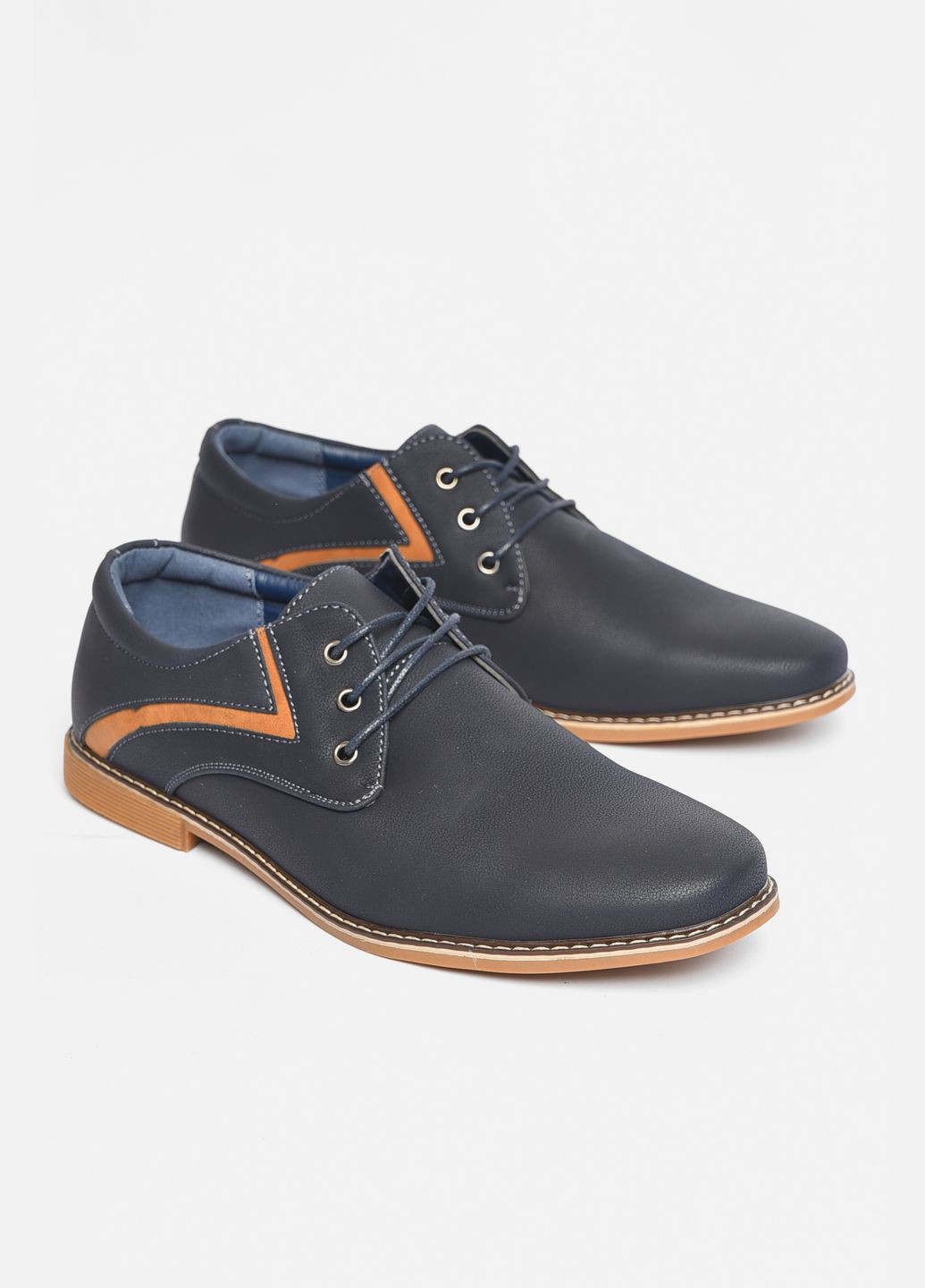 Синие джинсовые туфли мужские синего цвета Let's Shop на шнурках