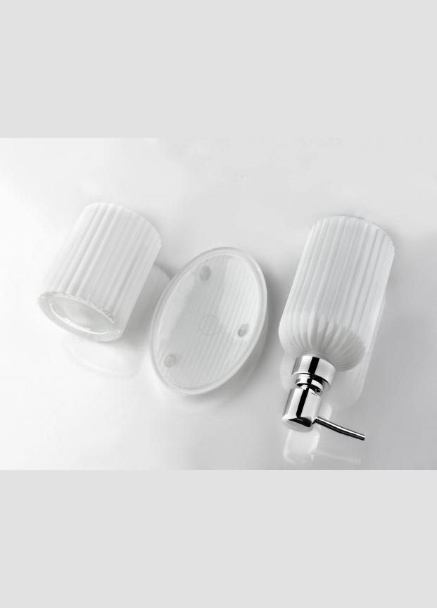 Набор аксессуаров для ванной комнаты 3 пр. белое стекло арт. HTWM6198-PROM Mondex (284665775)
