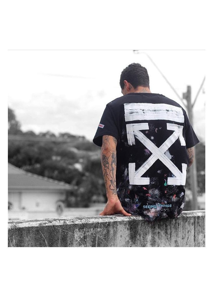 Футболка чёрная Off-White Art Chaos Black T-Shirt Womens - (356677854)