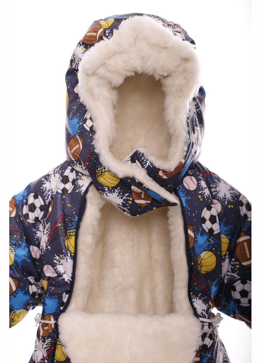 Комбінезон для хлопчика Трансформер на хутрі з принтом футбольних м'ячів сірий 86 см (35456) BABYKROHA (297199646)