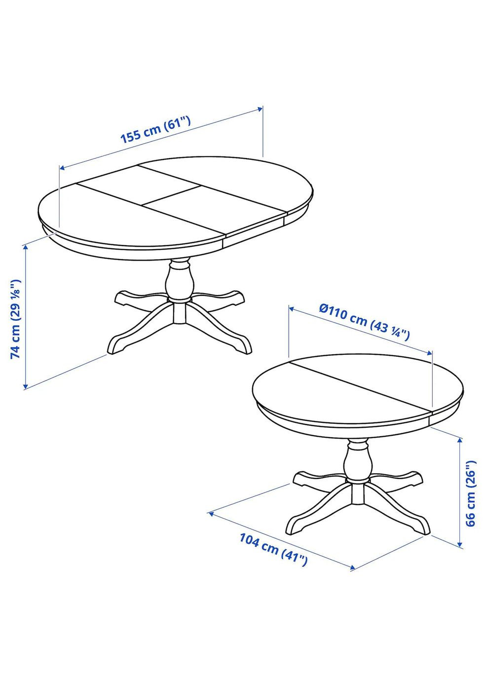 Розкладний стіл ІКЕА INGATORP 110/155 см (80217072) IKEA (278406358)