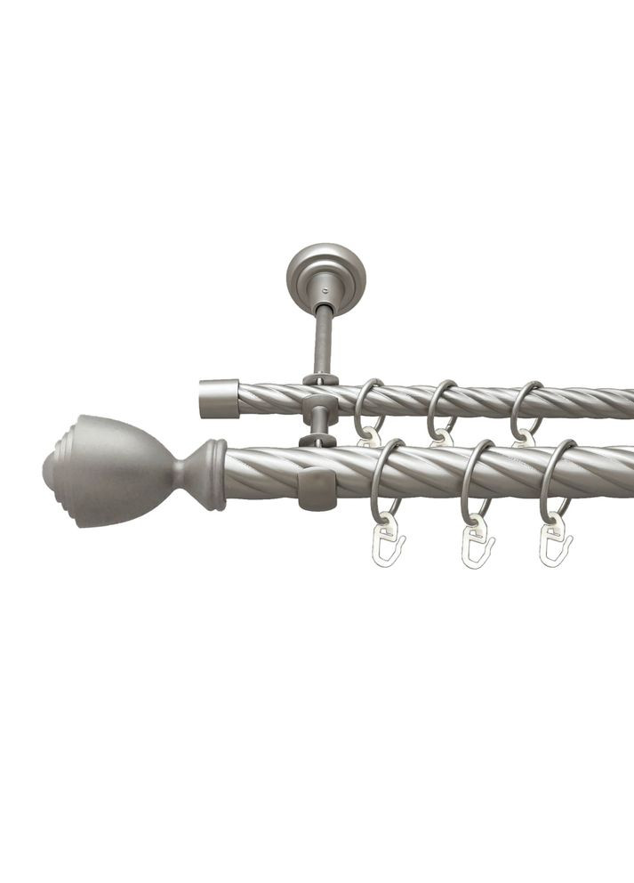 Карниз Палаціо металевий дворядний відкритий скручена труба Сатин 25\16 мм 160 см (00-00024331) ORVIT (300844200)