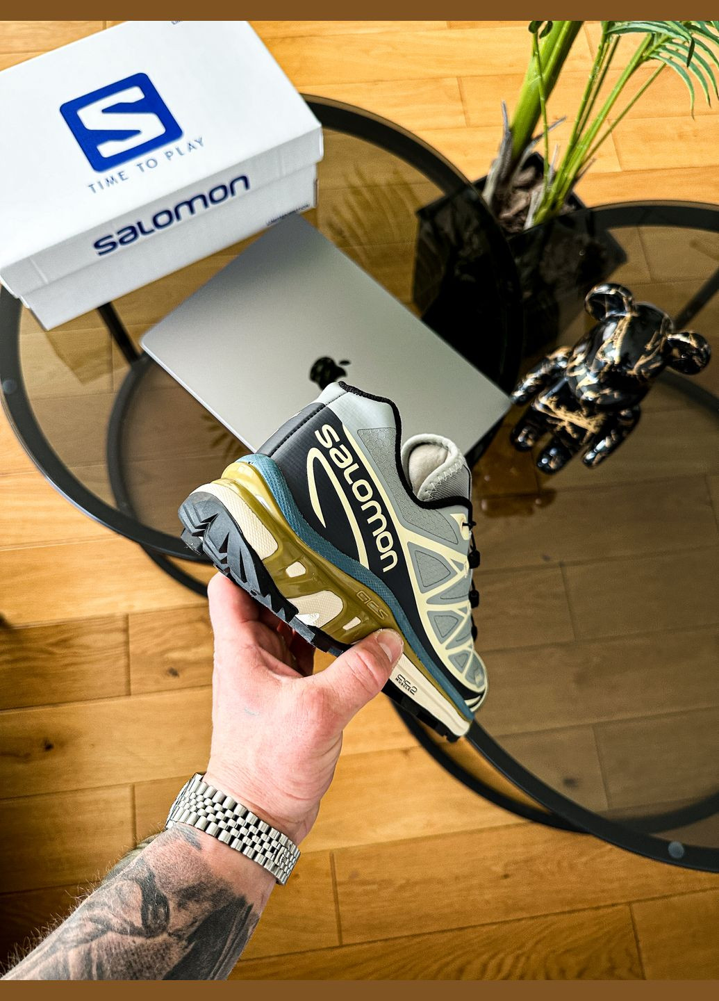 Синие демисезонные кроссовки мужские salomon xt-6 adv dover grey beige gore-tex | саломон хт-6 синие No Brand