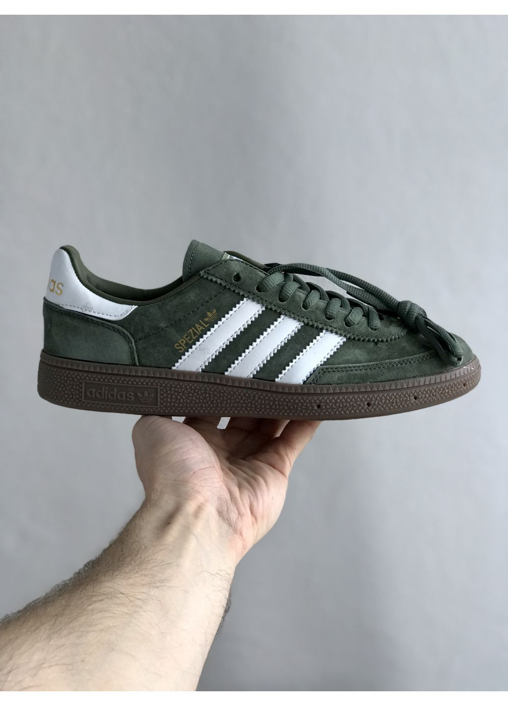Кроссовки женские и мужские Adidas Spezial Khaki White | Адидас Специал хаки No Brand хаки демисезоны (363296047)