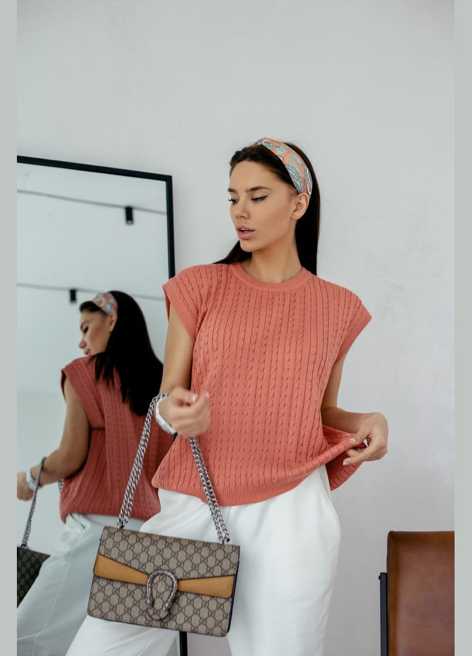 Жилет косы цвет коралловый Simple Wear (316258917)