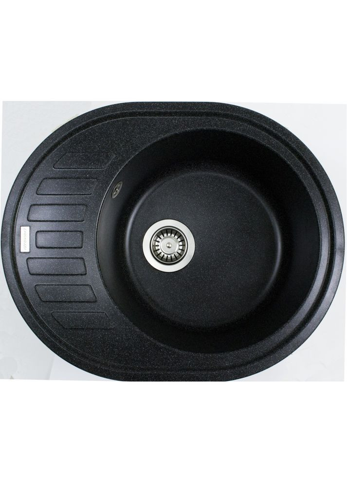 Кухонна мийка зі штучного каменю/кварцева 615х495х200 мм, овальна OVUM Чорний металік (30550615495) Adamant (368157210)