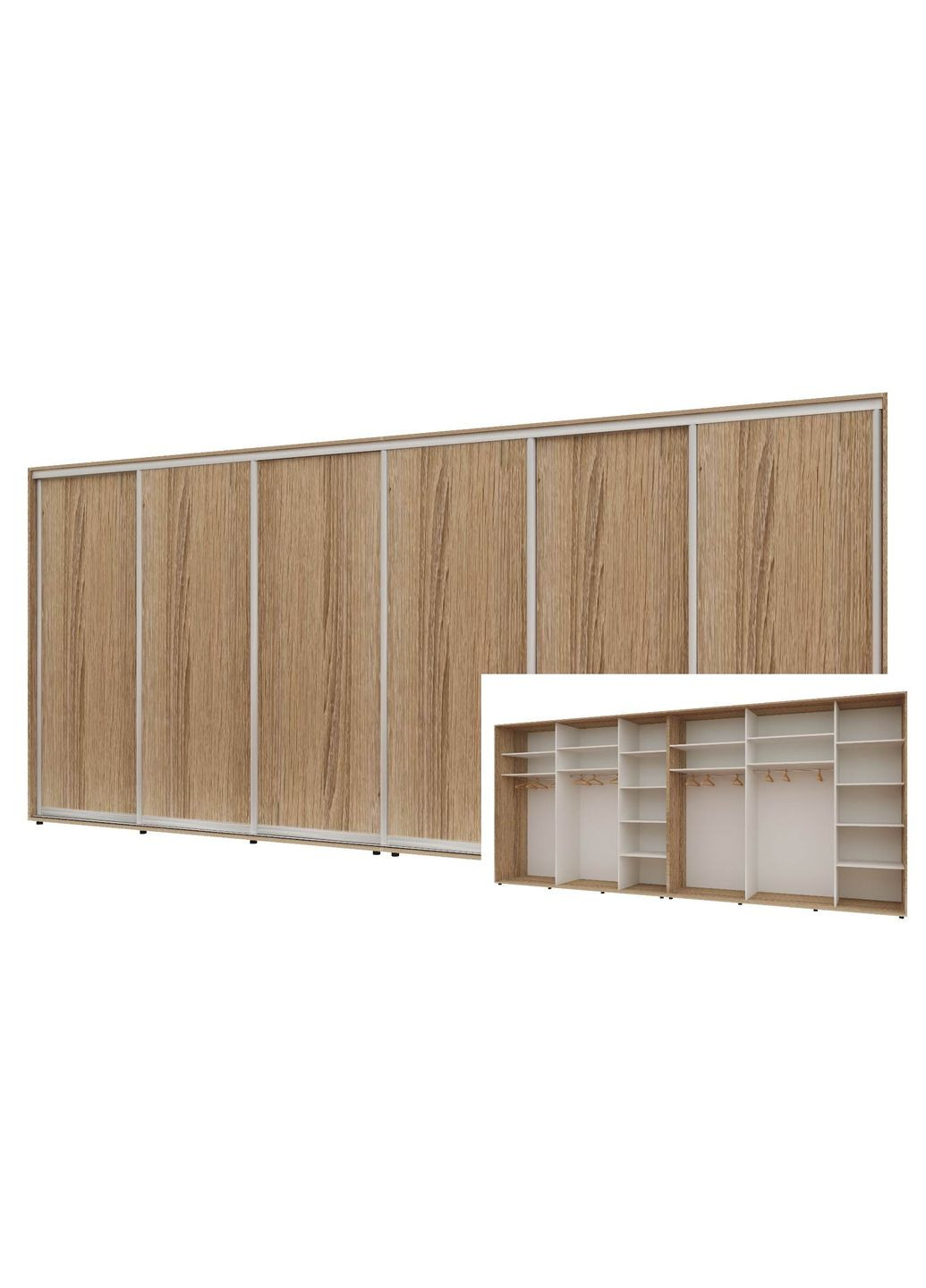 Шафа-купе шестидверна 480*60*220 см Натуральний 6 дверей ДСП Стандарт Комфорт Меблі (360435840)