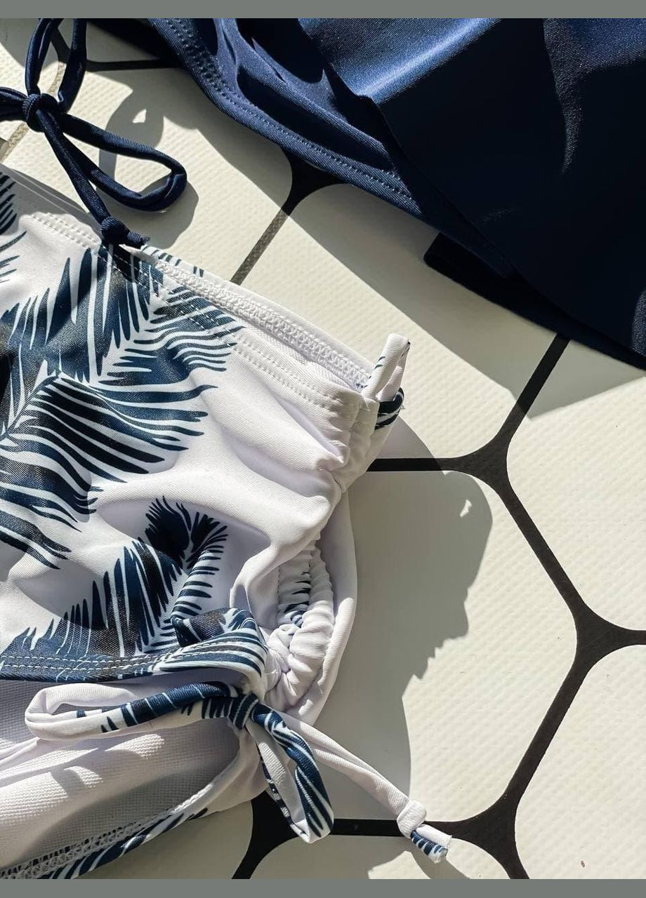 Синий летний купальник sw1279 (перья синие) раздельный Ghazel