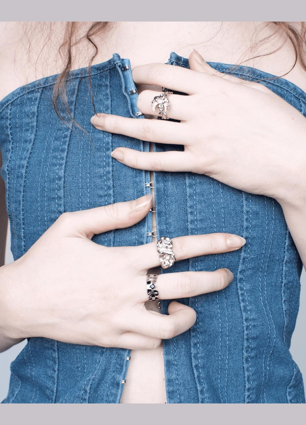 Джинсовый топ-корсет со шнуровкой на спине элегантный корсет y2k casual стильный без косточек женский корейский тренд лолита No Brand (331155354)