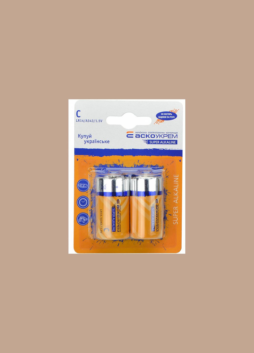 Батарейка С лужна 1.5V blister 2шт [.LR14.BL2] АСКО Аско-Укрем (337155291)