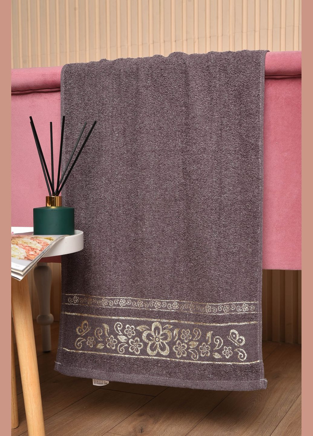 Let's Shop полотенце для лица махровое серого цвета однотонный серый производство - Турция