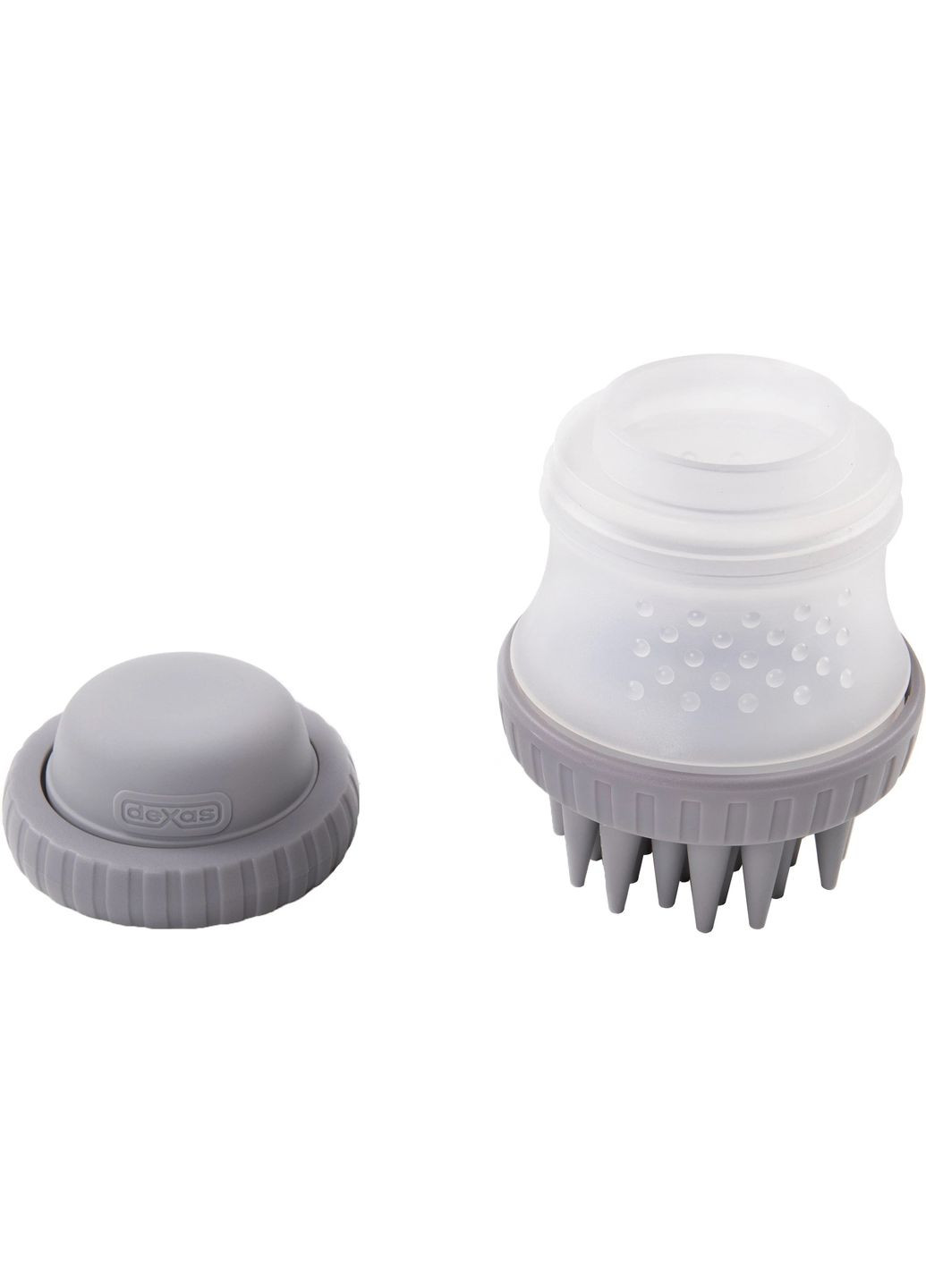 Щетка ScrubBuster с емкостью для шампуня для купания собак, светло-серая. Dexas (364488972)