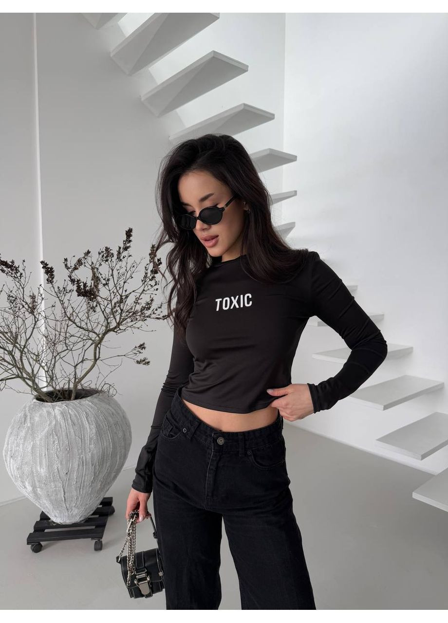 Жіночий укорочений лонгслів з написом MonCher (356129429)