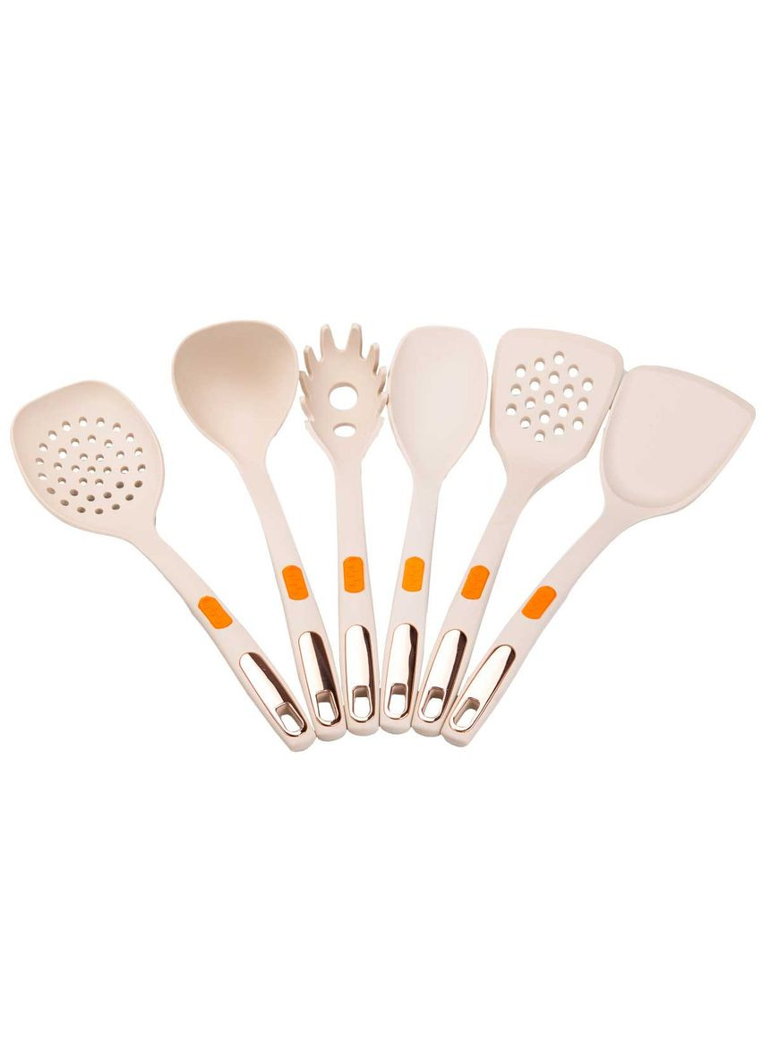 Набор кухонных принадлежностей на подставке 6 штук, бежевый TS Kitchen бежевые,